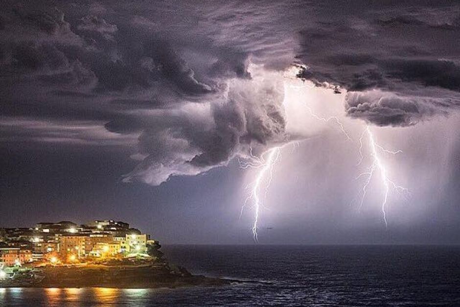 lightning over Bondi during the perfect storm